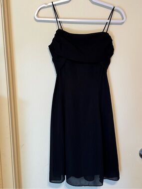 Betsy & Adam Black Spaghetti-Strap Mini Dress by Jaslene. Cocktail Holiday